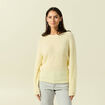 Pull manches longues col rond jaune femme