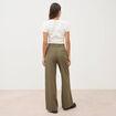 Pantalon large taille haute fluide camel femme