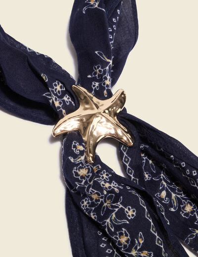 Foulard en coton bleu marine femme