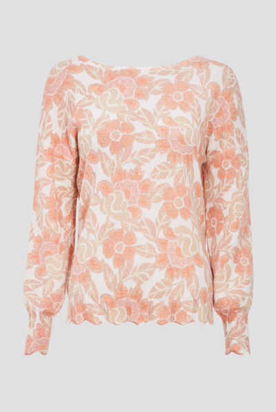Pull manches longues rose femme