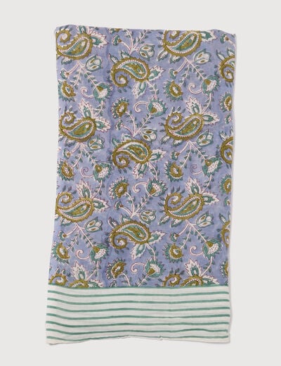 Foulard en coton bleu ciel femme