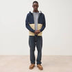 Sweat droit sherpa &agrave; capuche bleu marine homme