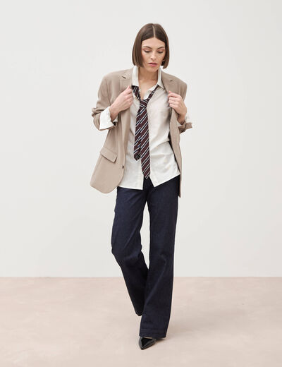 Jeans flare &agrave; pont denim brut femme