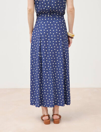 Jupe longue &eacute;vas&eacute;e bleu marine femme