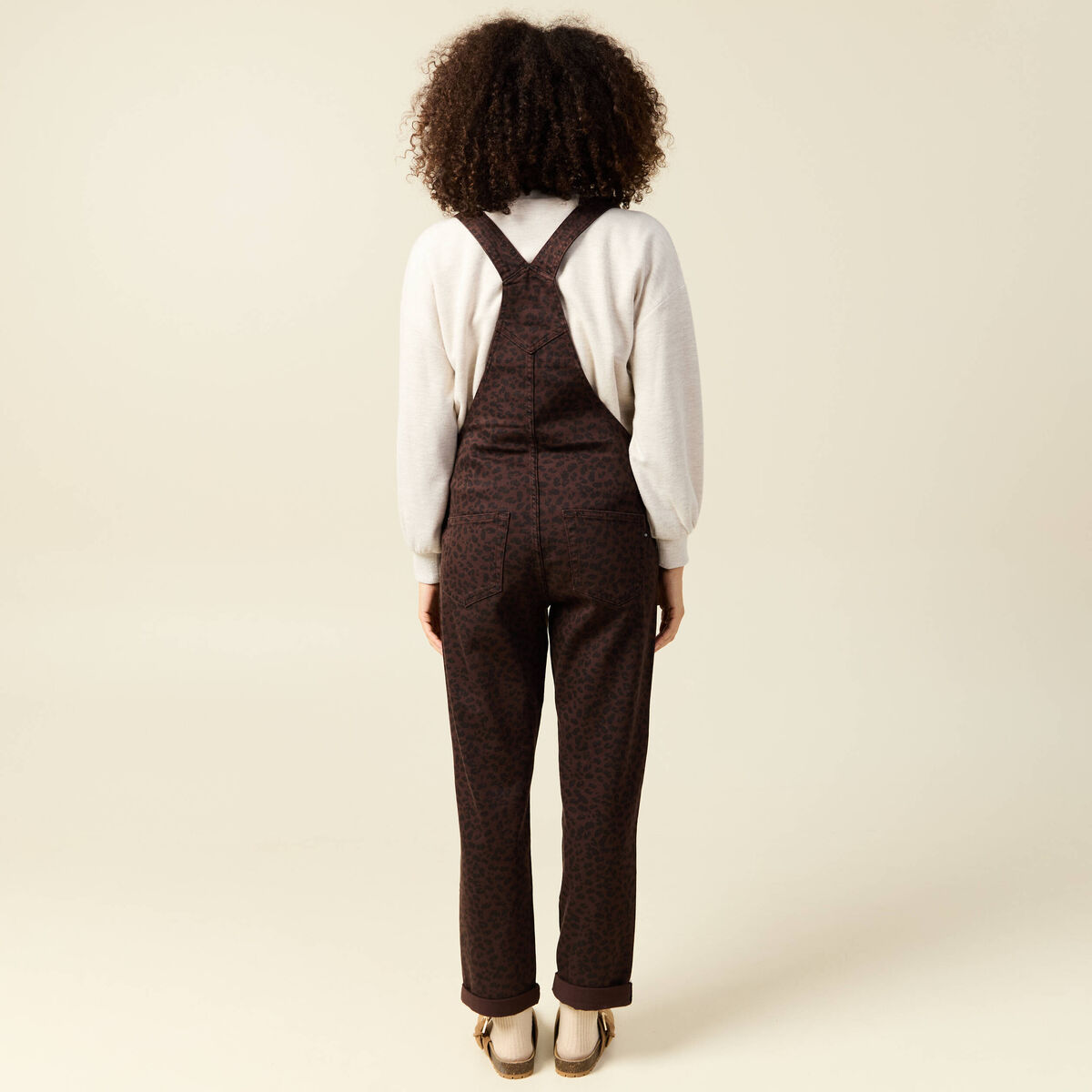 Salopette en jeans marron cognac femme