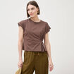 T-shirt manches courtes marron fonc&eacute; femme