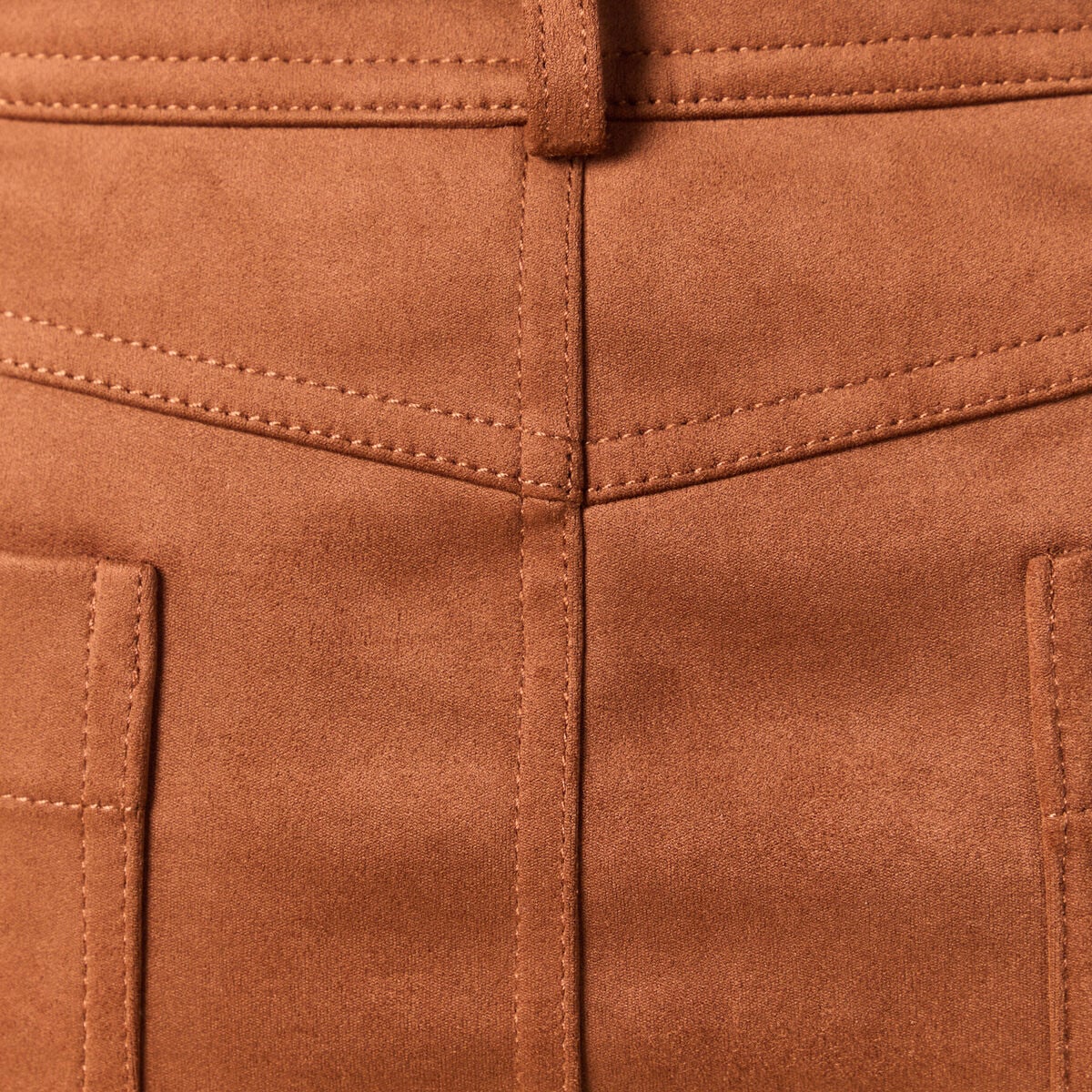 Mini-jupe droite doubl&eacute;e marron clair femme