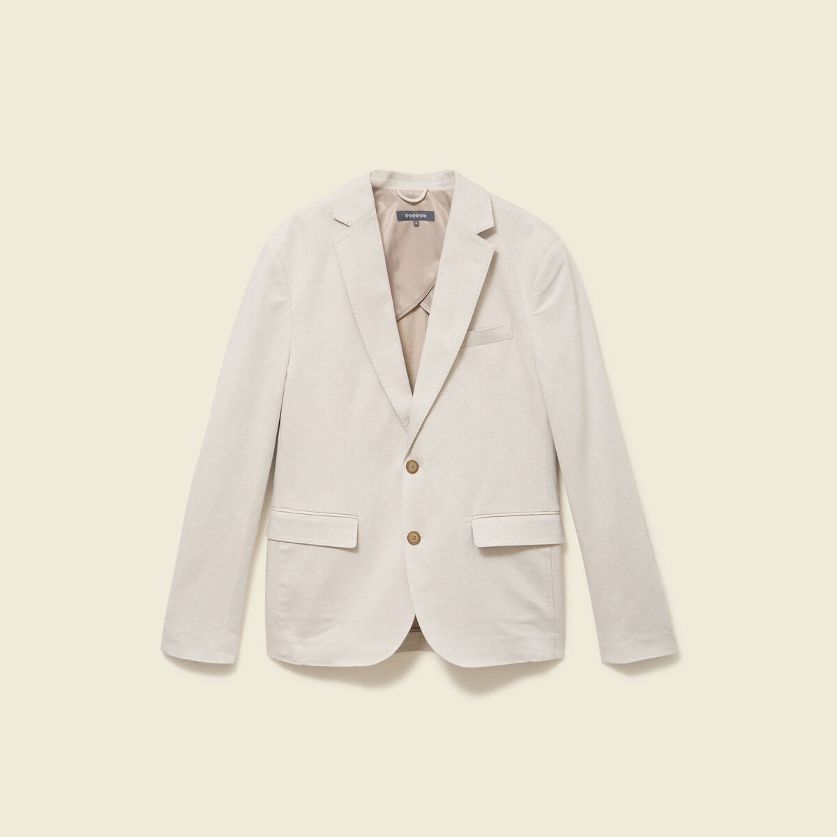 Blazer manches longues col classique sable homme