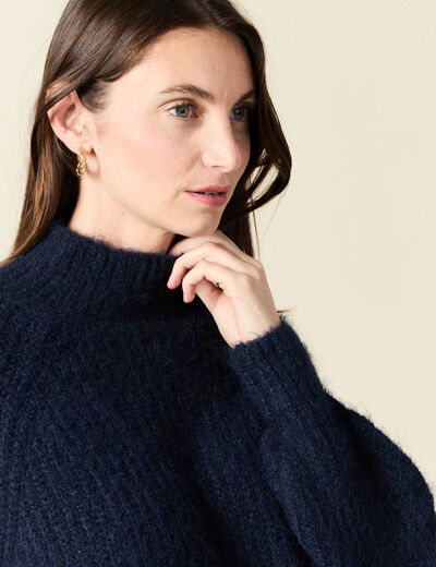 Pull manches longues bleu marine femme