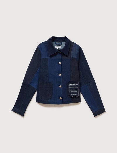 Veste droite en jeans manches longues denim stone femme