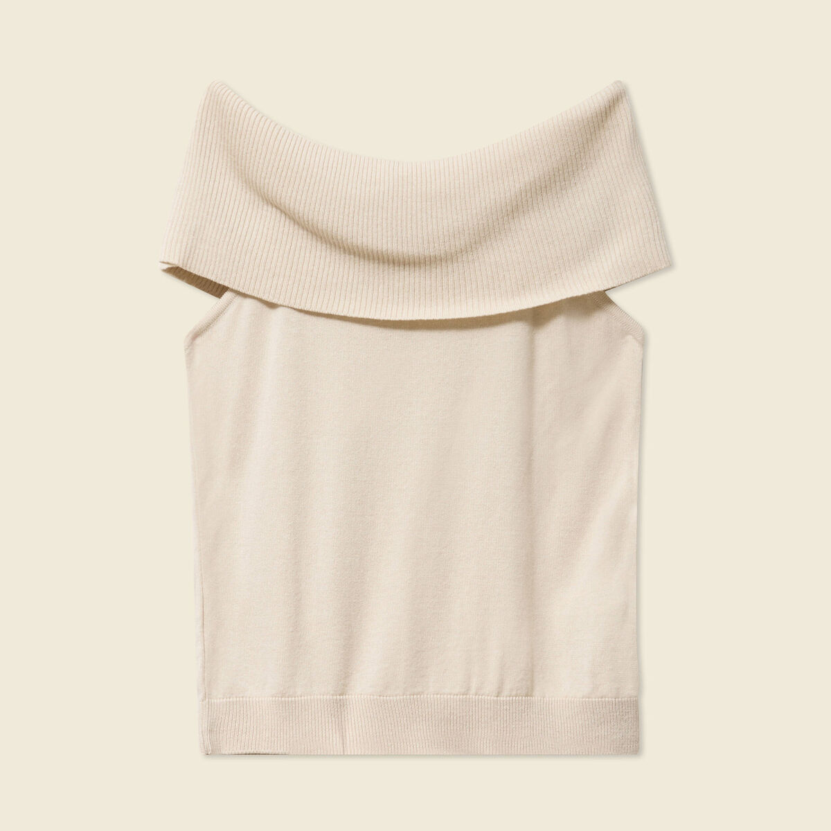 Débardeur tricot sans manches creme femme