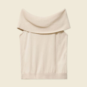 Débardeur tricot sans manches creme femme
