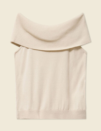 Débardeur tricot sans manches creme femme