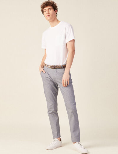 Pantalon chino ceinturé bleu marine homme