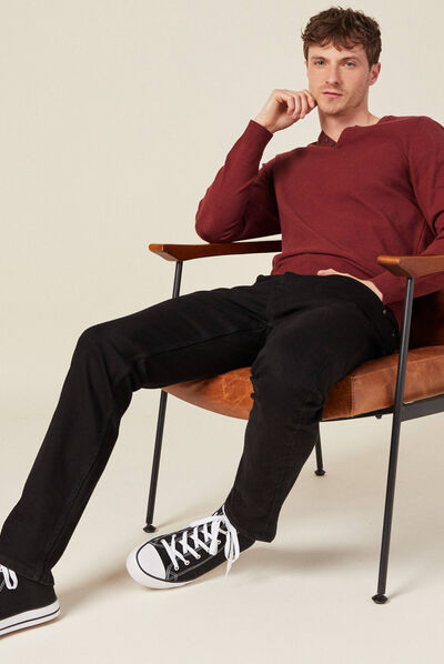 Pull manches longues bordeaux homme
