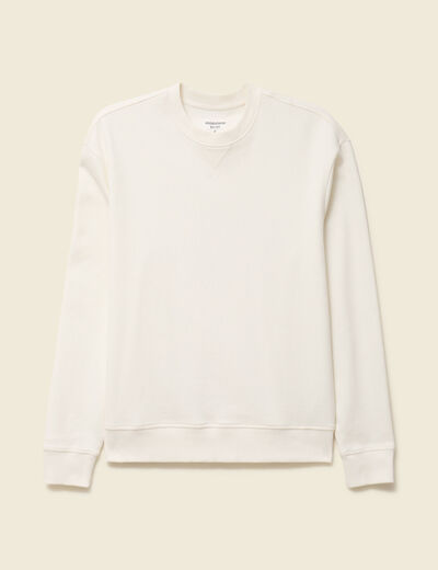Sweat manches longues col rond ecru homme