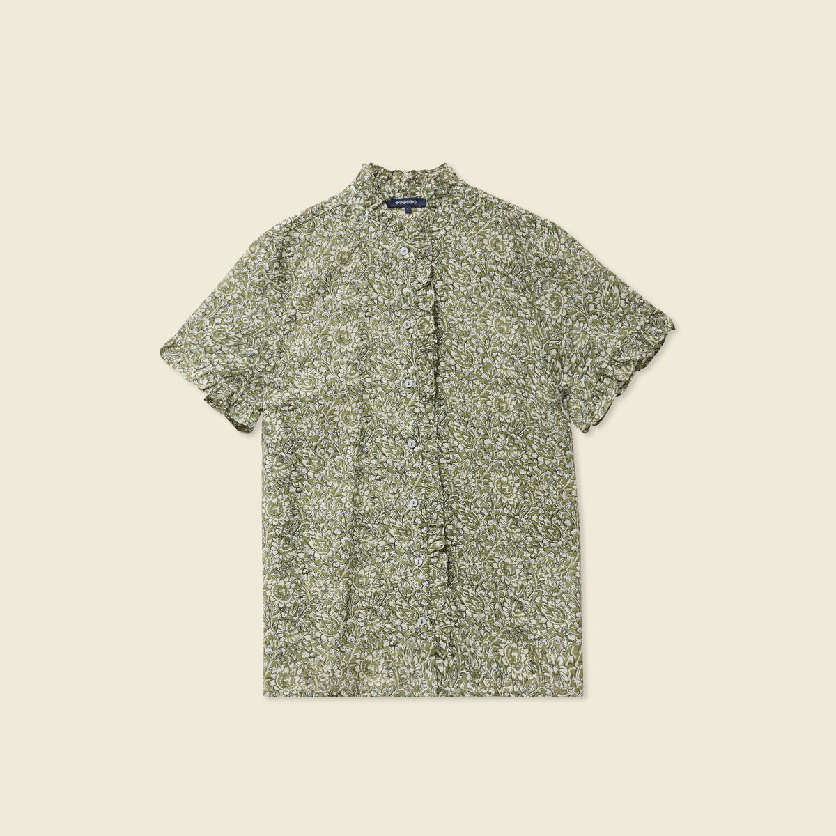 Chemise manches courtes vert kaki femme