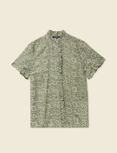 Chemise manches courtes vert kaki femme