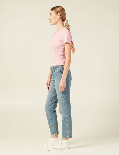 T-shirt manches courtes rose poudrée femme