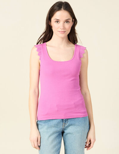 Débardeur bretelles larges rose framboise femme