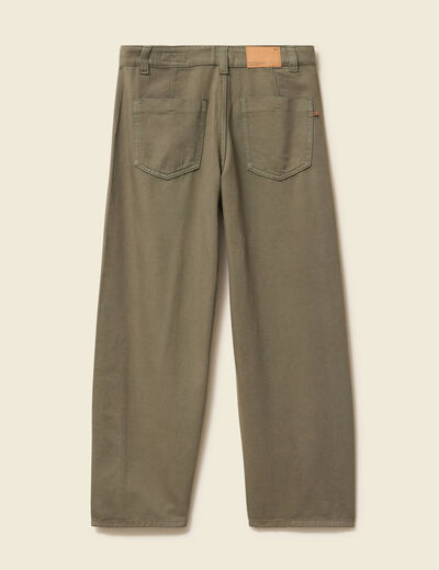 Jeans barrel taille haute vert kaki femme