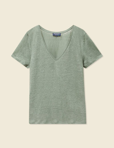 T-shirt éco-responsable vert kaki femme
