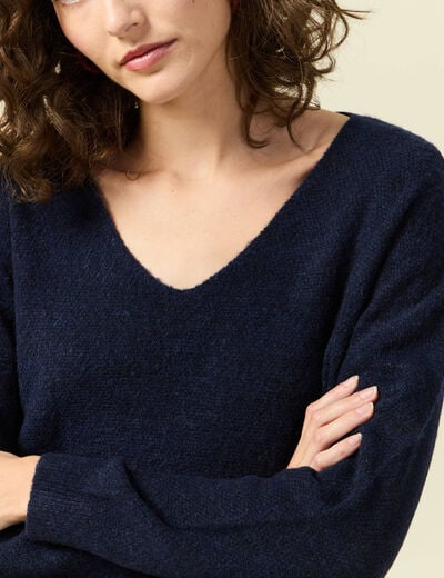 Pull manches longues bleu marine femme