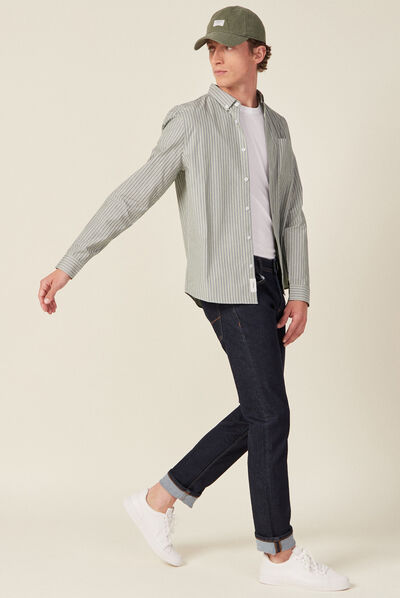 Chemise manches longues vert olive homme
