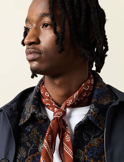 Foulard marron cognac homme