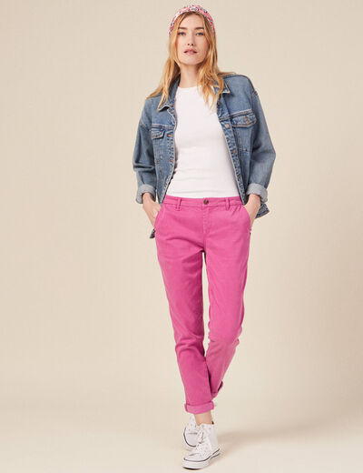 Pantalon chino Instinct rose framboise femme