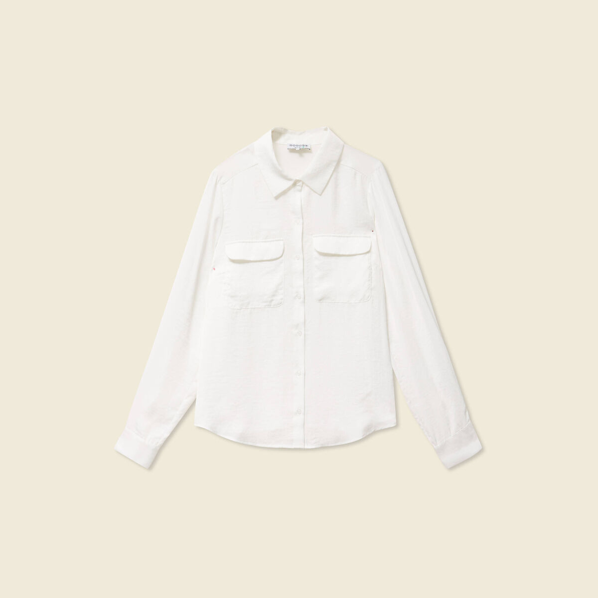 Chemise manches longues satin ecru femme