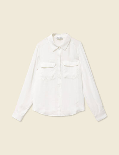 Chemise manches longues satin ecru femme