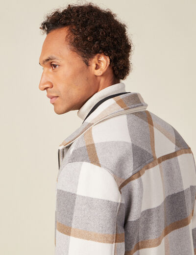 Blouson droit court &agrave; manches longues ecru homme