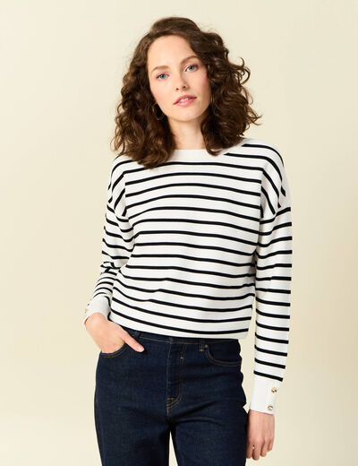 Pull manches longues ecru femme
