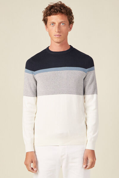 Pull manches longues ecru homme