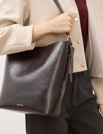 Sac bandouli&egrave;re marron fonc&eacute; femme