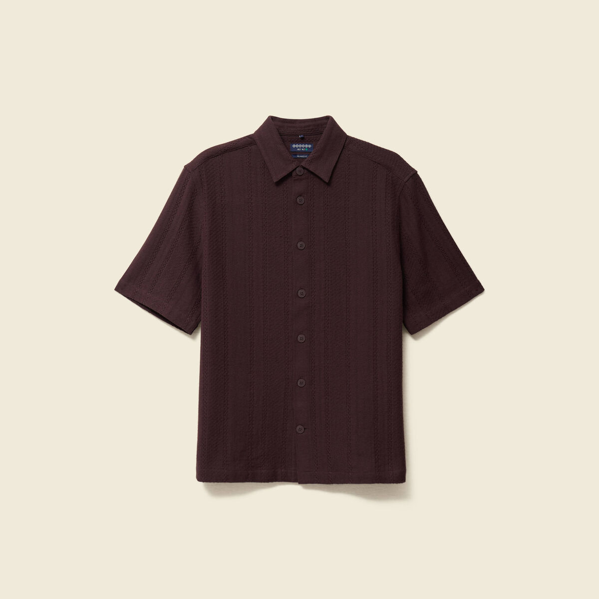 Chemise boyfriend manches courtes marron fonc&eacute; homme