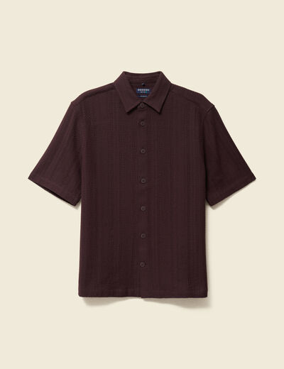 Chemise boyfriend manches courtes marron fonc&eacute; homme