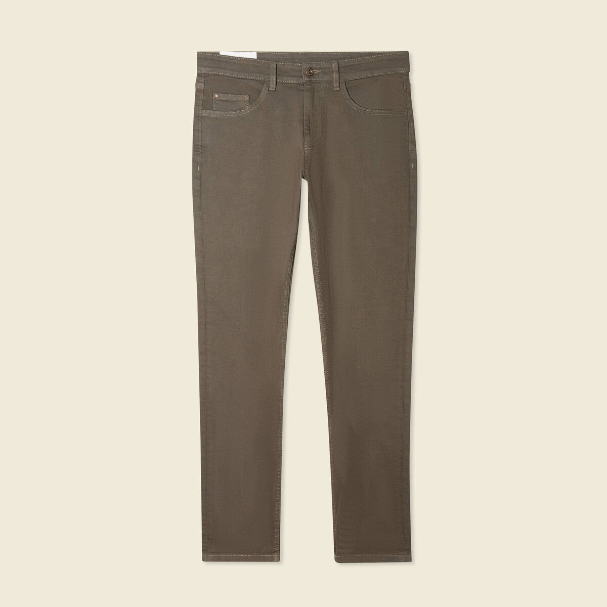 Jeans slim 5 poches vert kaki homme