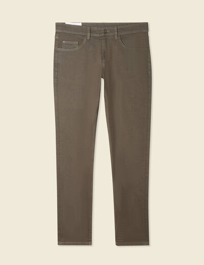 Jeans slim 5 poches vert kaki homme