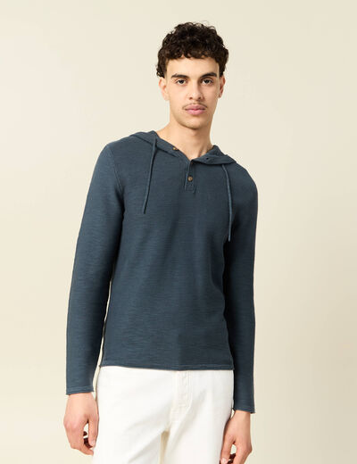 Pull à capuche vert foncé homme
