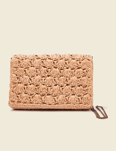 Sac pochette en paille sable femme