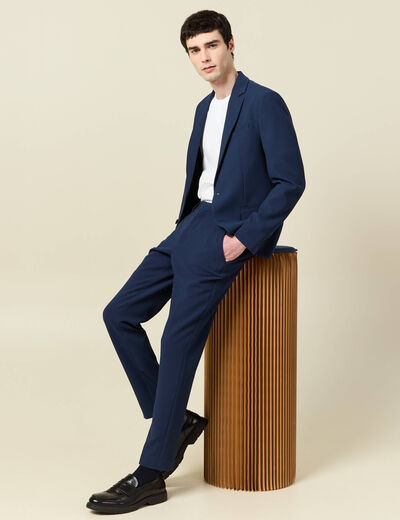 Pantalon slim cigarette bleu marine homme