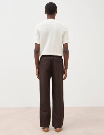 Pantalon coupe straight marron fonc&eacute; homme