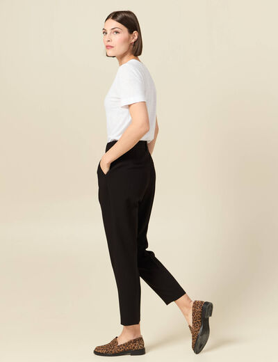 Pantalon cigarette &agrave; pinces noir femme