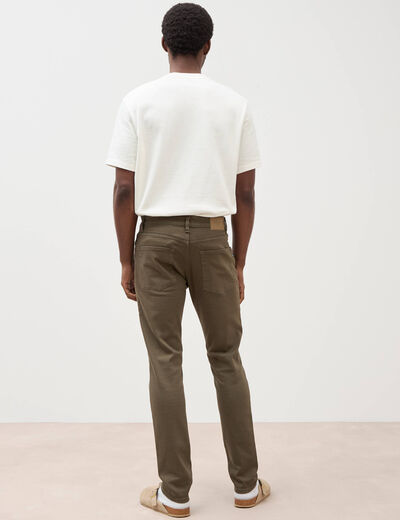 Jeans slim 5 poches vert kaki homme