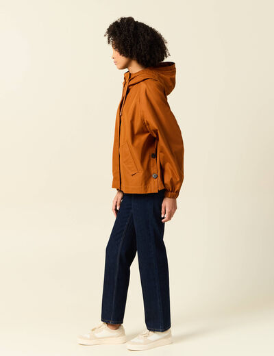 Parka oversize à capuche camel femme
