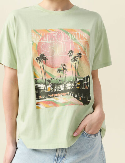 T-shirt oversize en coton vert clair femme