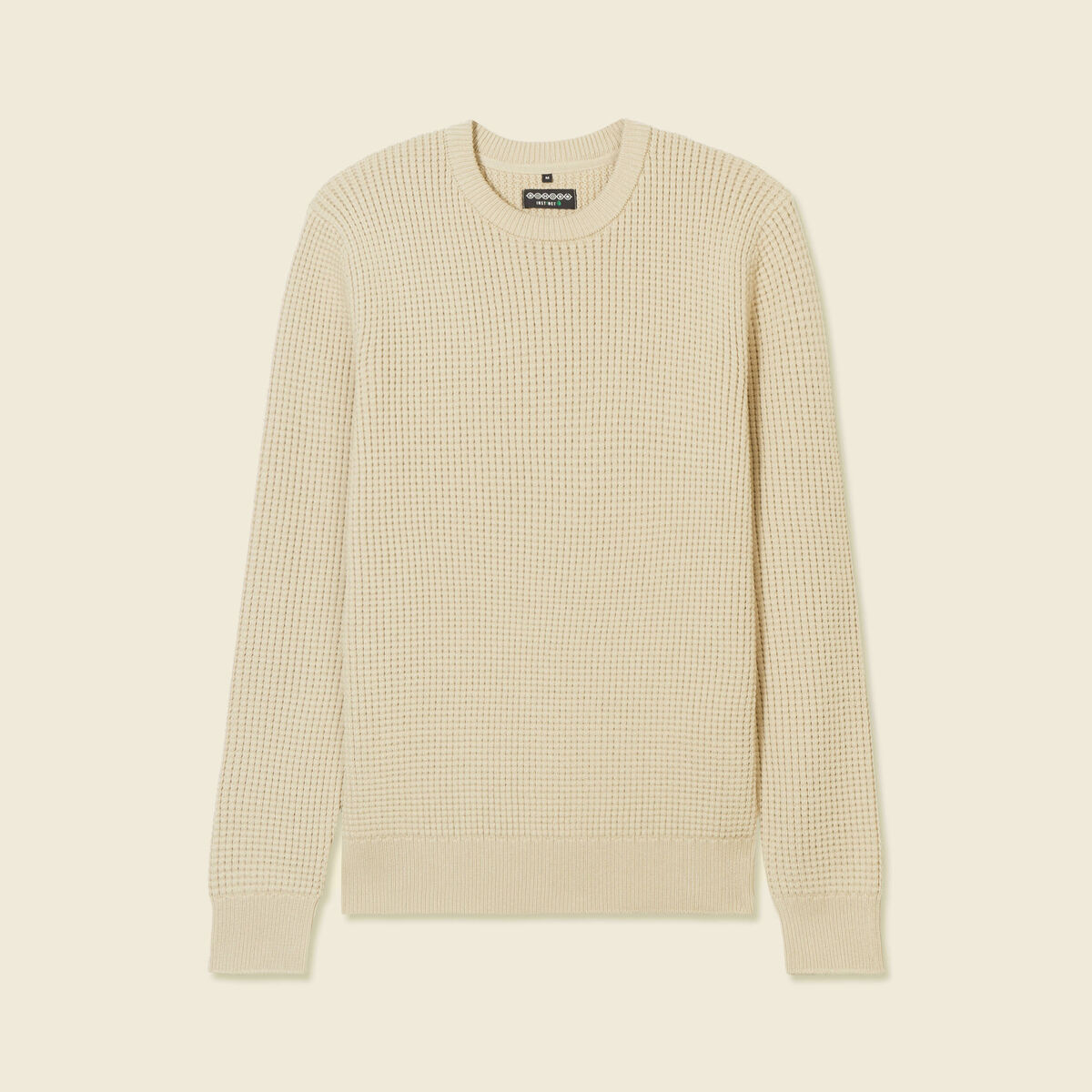 Pull manches longues col rond sable homme