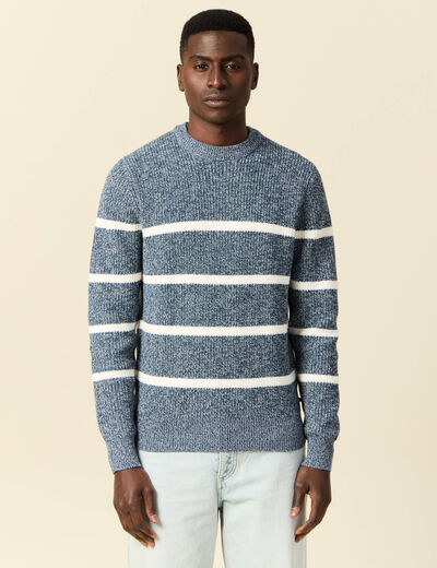 Pull manches longues bleu marine homme